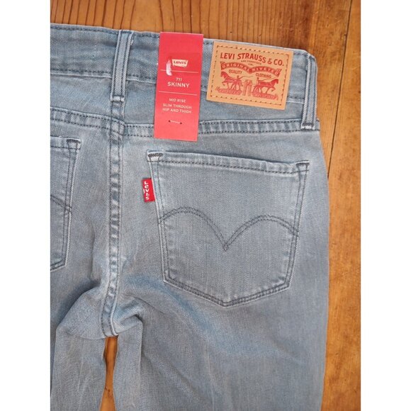 Levis 711 Skinny Jeans Womens 24 Gray Denim Stretch Medium Wash Mid Rise NWT $54 - Picture 2 of 8
